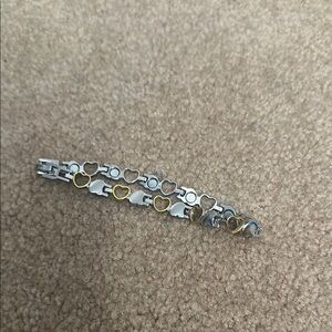 Elegant Silver and Gold Heart Bracelet